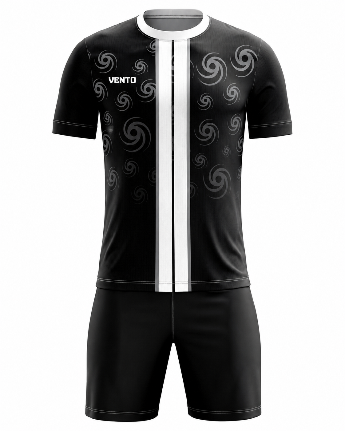VENTO Black White Football Uniform Set – Jersey & Shorts