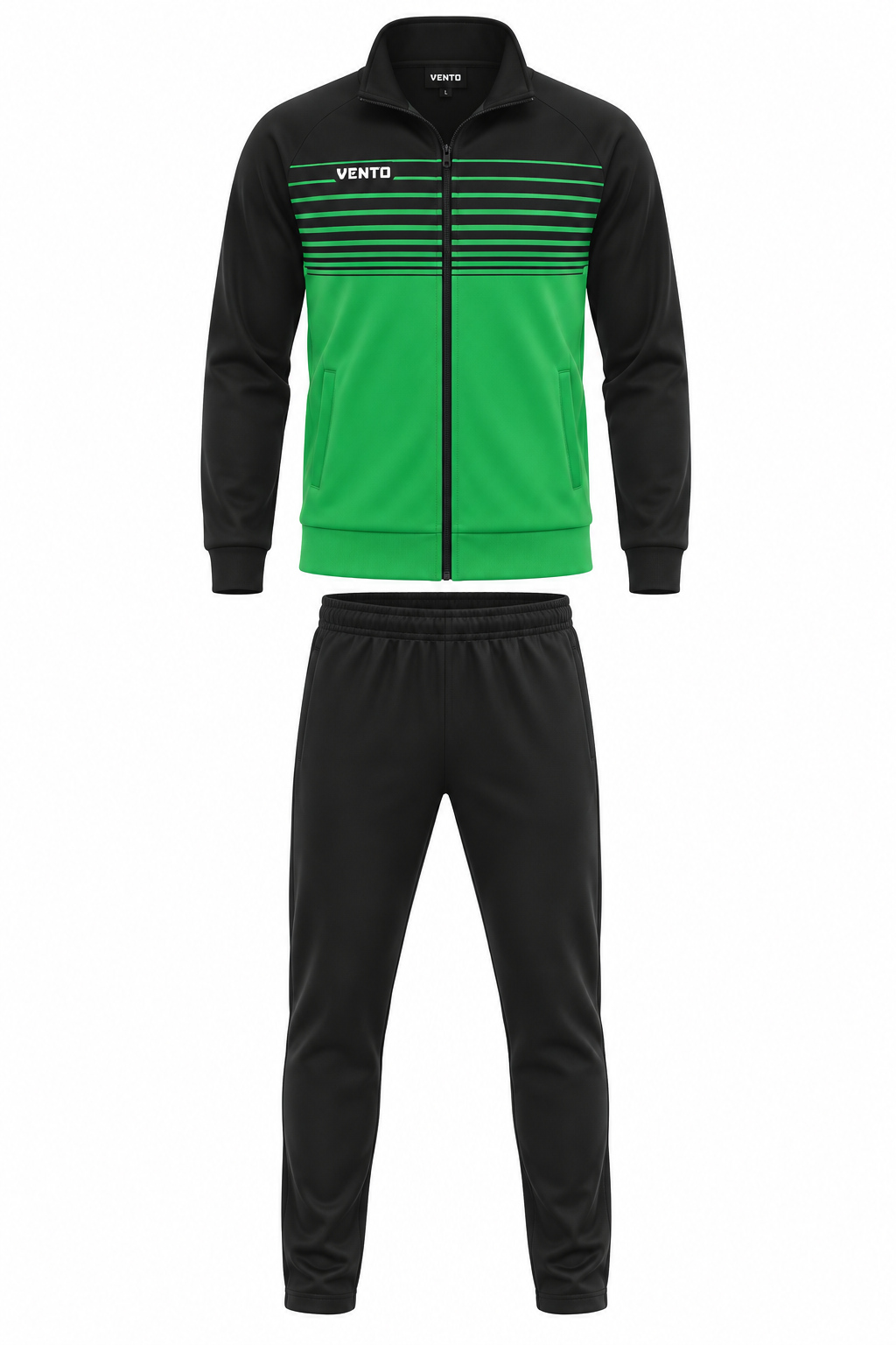 VENTO Black Green Volleyball Training Tracksuit – Team Warm Up Set
