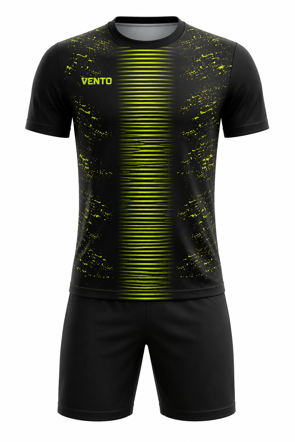 VENTO Black Neon Green Football Uniform Set – Jersey & Shorts
