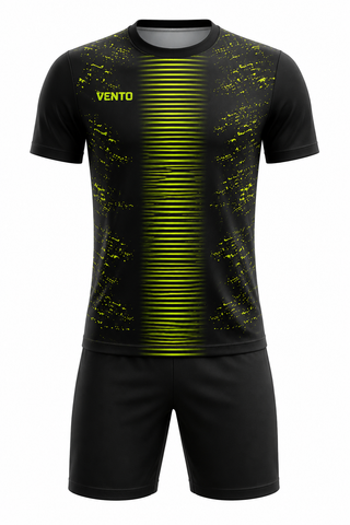 VENTO Black Neon Green Football Uniform Set – Jersey & Shorts