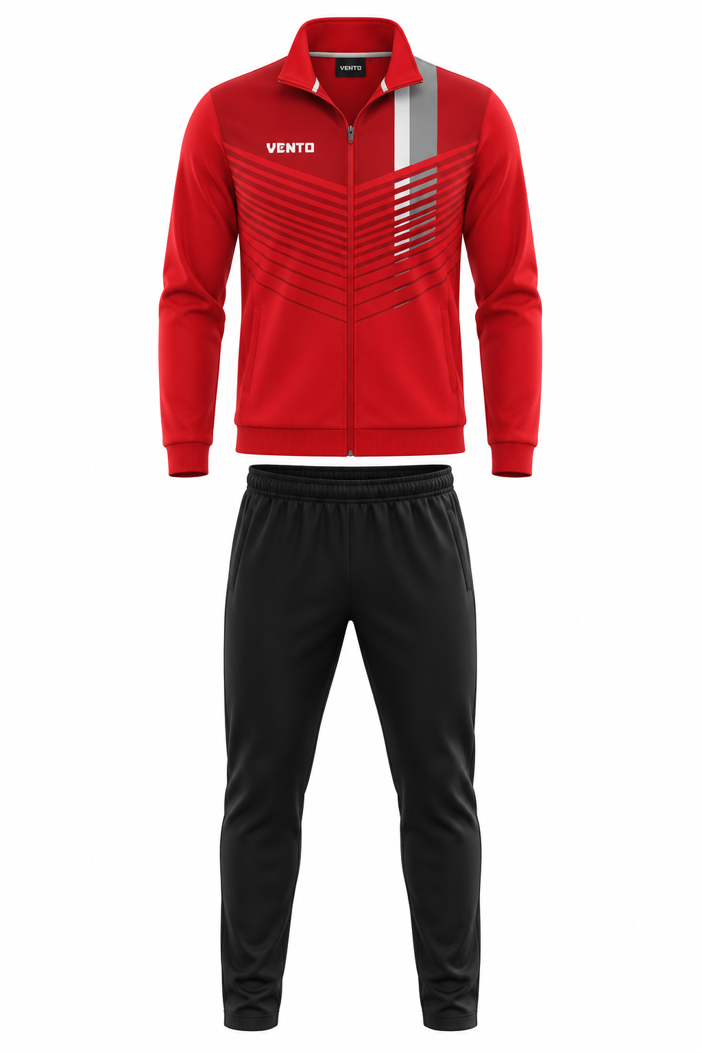 VENTO Red Black Volleyball Training Tracksuit – Team Warm Up Set