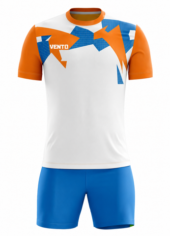 VENTO White Orange Blue Football Uniform Set – Jersey & Shorts