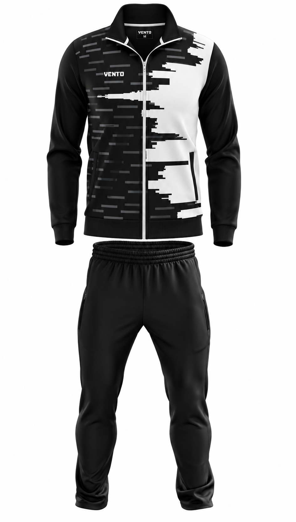 VENTO Black White Volleyball Training Tracksuit – Team Warm Up Set