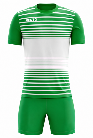 VENTO Green White Striped Football Uniform Set – Jersey & Shorts
