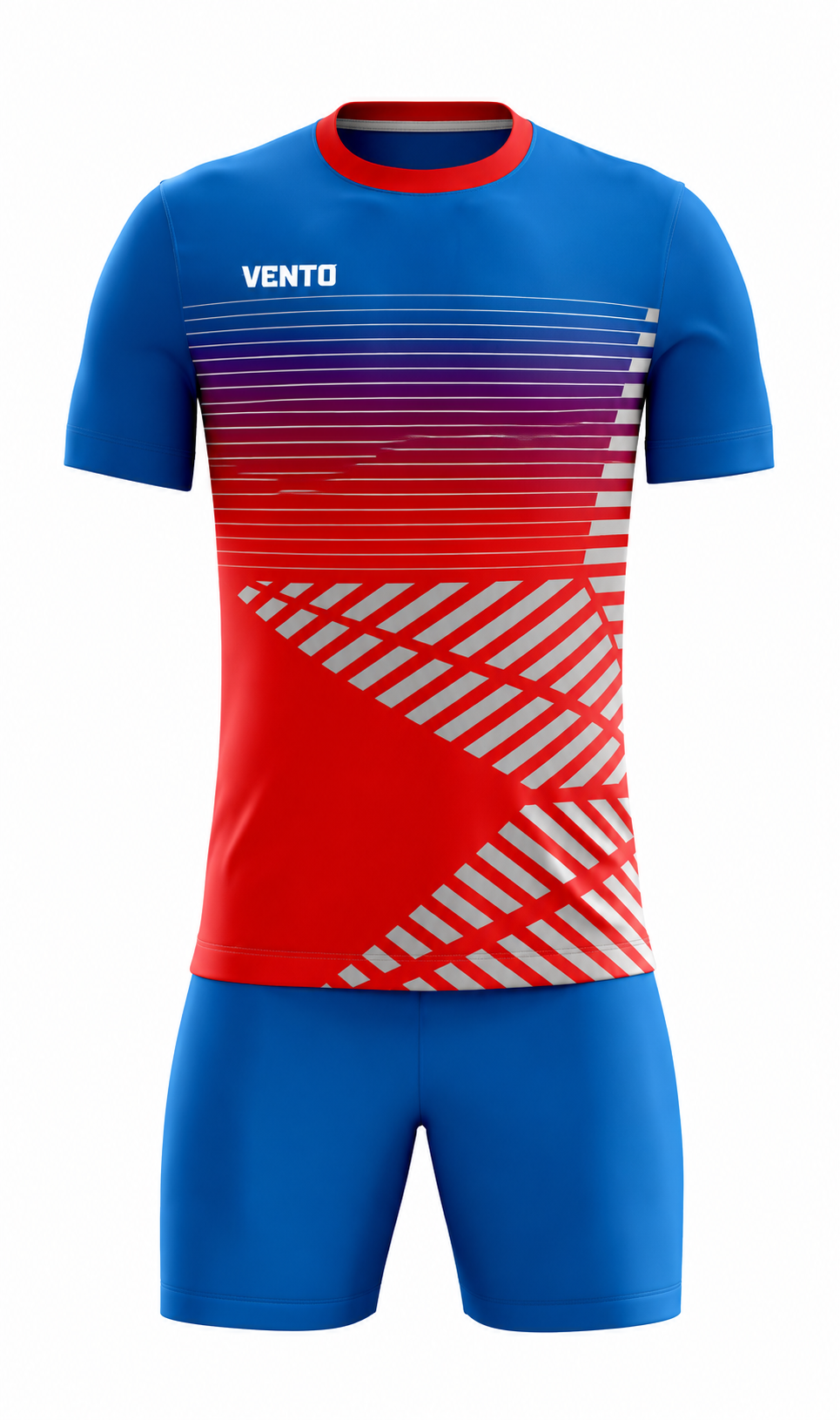 VENTO Blue Red Gradient Football Uniform Set – Jersey & Shorts