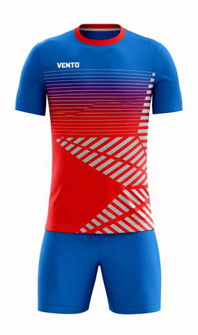 VENTO Blue Red Gradient Football Uniform Set – Jersey & Shorts