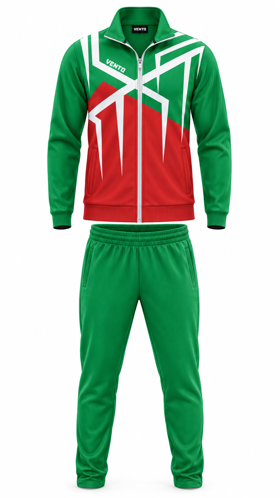 VENTO Green Red Volleyball Training Tracksuit – Team Warm Up Set