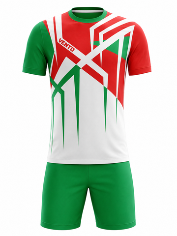 VENTO Red Green White Football Uniform Set – Jersey & Shorts
