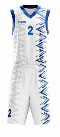VENTO Edge White Blue Basketball Uniform