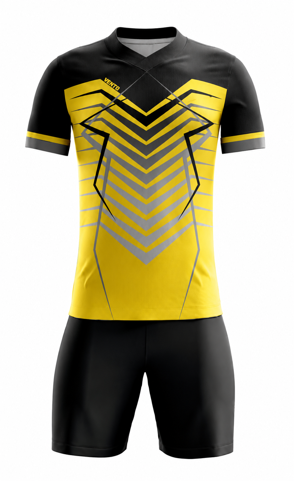 VENTO Black Yellow Chevron Football Uniform Set – Jersey & Shorts