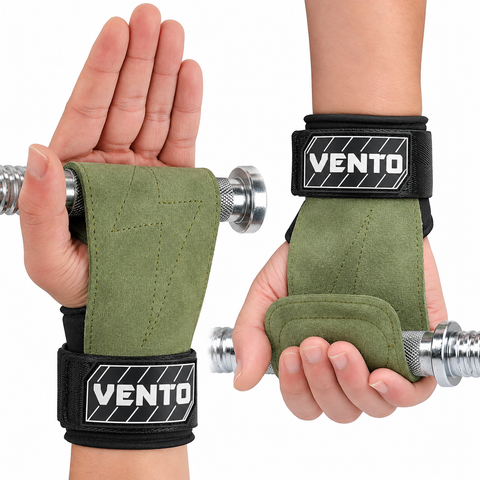 VENTO Gym Grips with Wrist Support – Weight Lifting Palm Grips