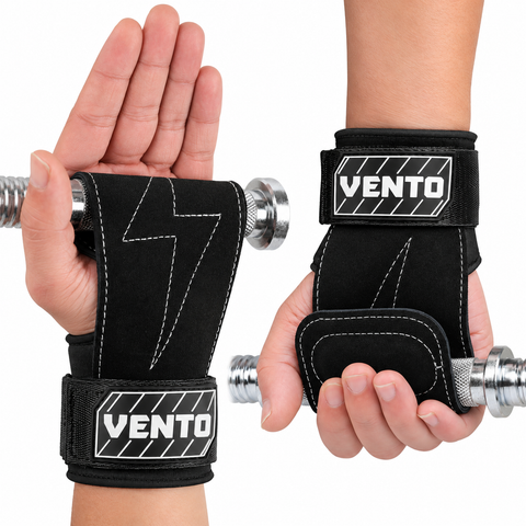 VENTO Gym Grips with Wrist Support – Weight Lifting Palm Grips