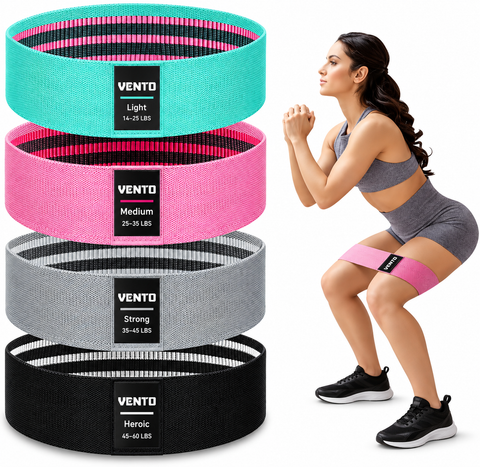 VENTO Fabric Resistance Bands Set – 4 Levels Workout & Booty Bands