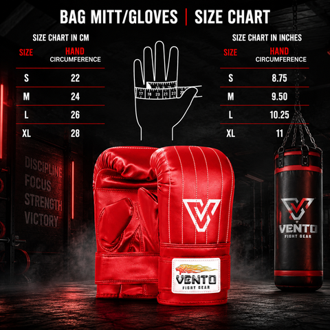 VENTO Boxing Bag Gloves – Premium Synthetic Leather Punch Bag Mitts for Heavy Bag Training, MMA, Muay Thai & Boxing