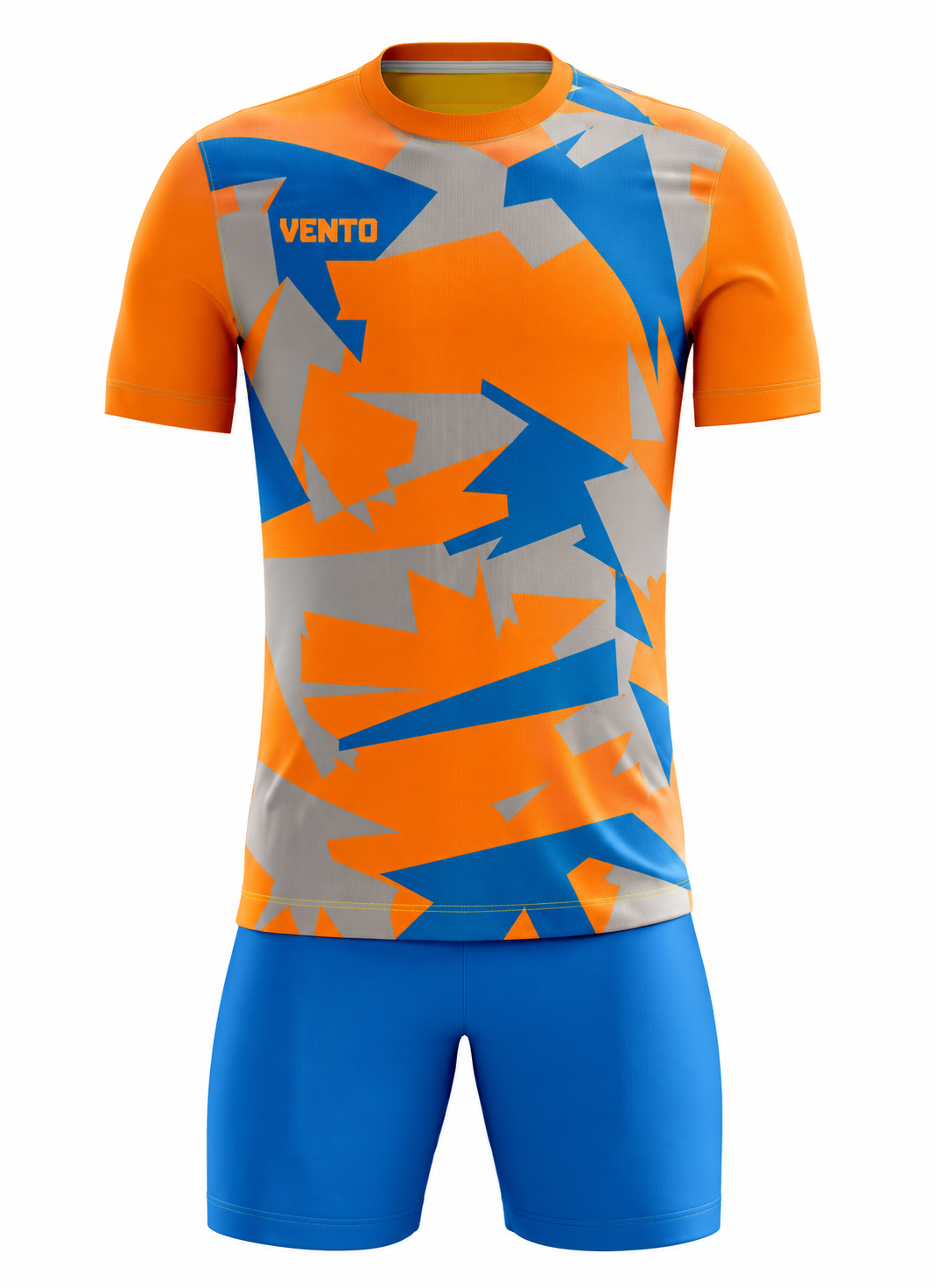 VENTO Orange Blue Grey Abstract Football Uniform Set – Jersey & Shorts