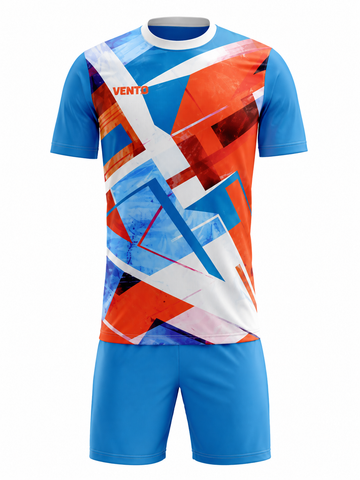 VENTO Sky Blue Orange White Football Uniform Set – Jersey & Shorts