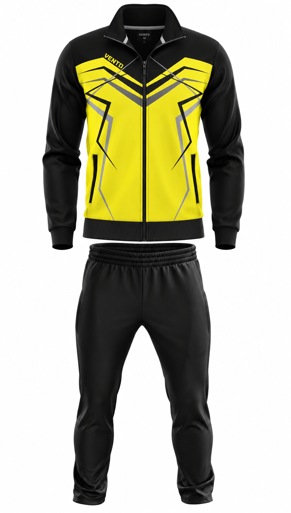 VENTO Yellow Black Volleyball Training Tracksuit – Team Warm Up Set