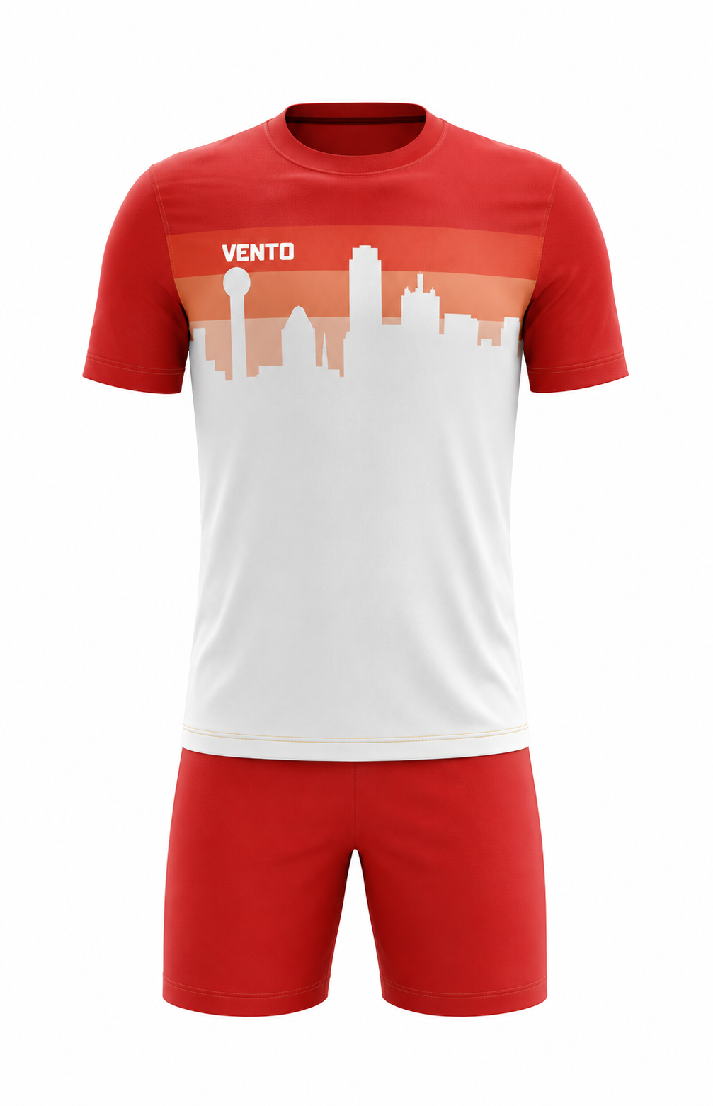 VENTO Red White Skyline Football Uniform Set – Jersey & Shorts