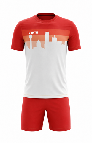 VENTO Red White Skyline Football Uniform Set – Jersey & Shorts
