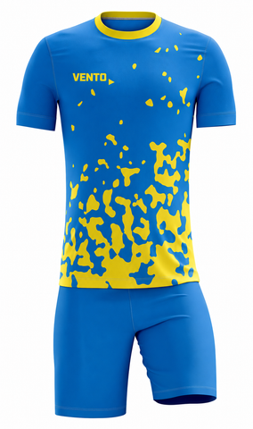 VENTO Blue Yellow Splash Football Uniform Set – Jersey & Shorts