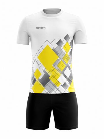 VENTO White Yellow Grey Football Uniform Set – Jersey & Shorts