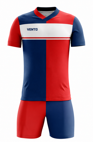VENTO Red Navy White Football Uniform Set – Jersey & Shorts