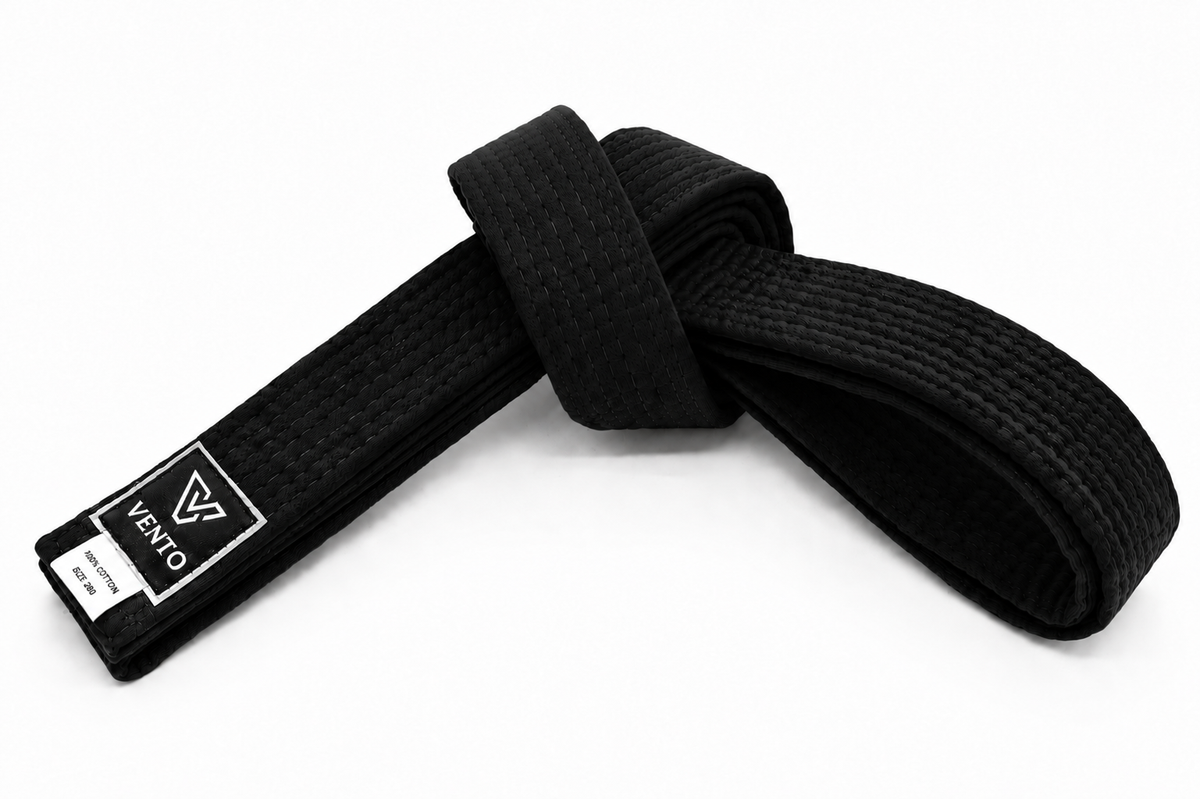 VENTO 100% Cotton Black Belt – Premium Martial Arts Rank Belt for Karate, Taekwondo & Judo