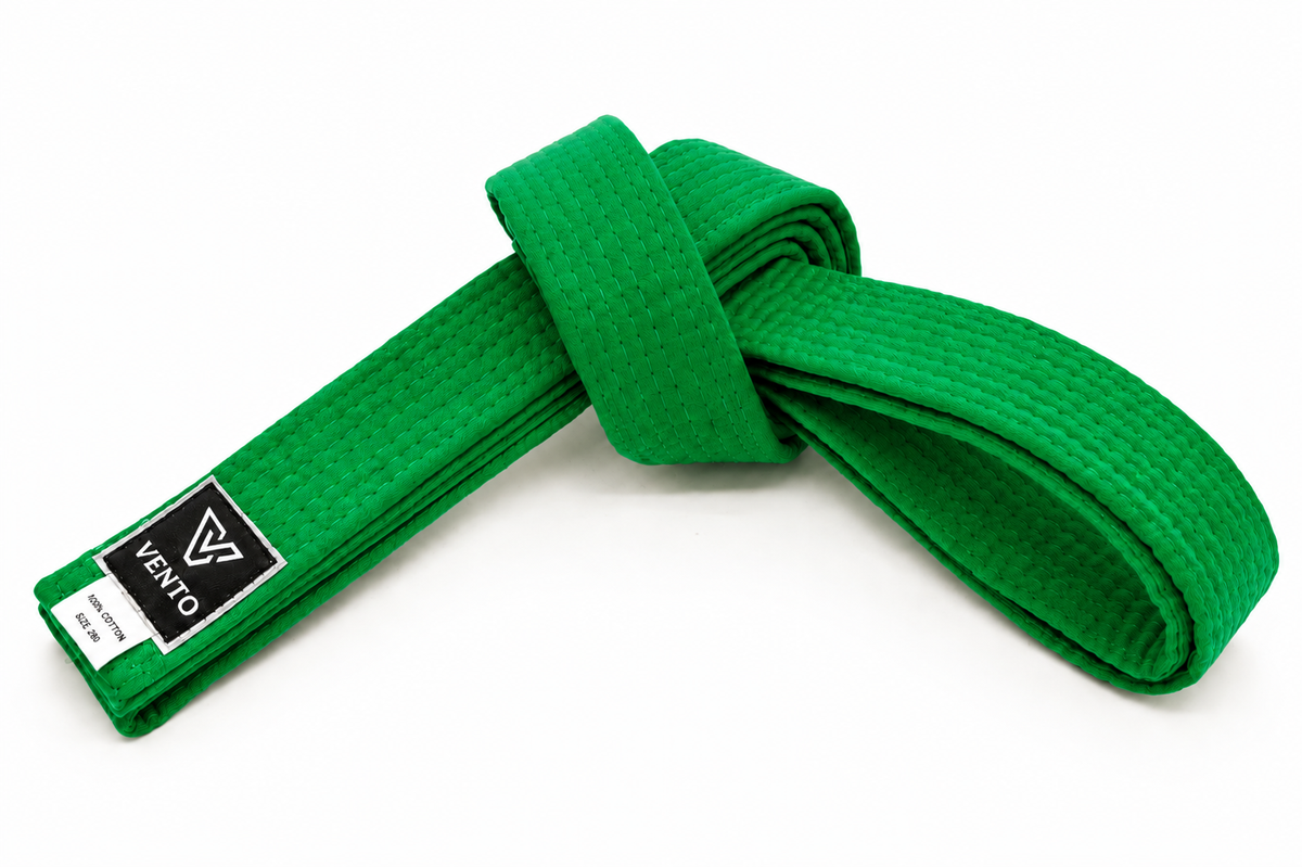 VENTO 100% Cotton Green Belt – Premium Martial Arts Rank Belt for Karate, Taekwondo & Judo