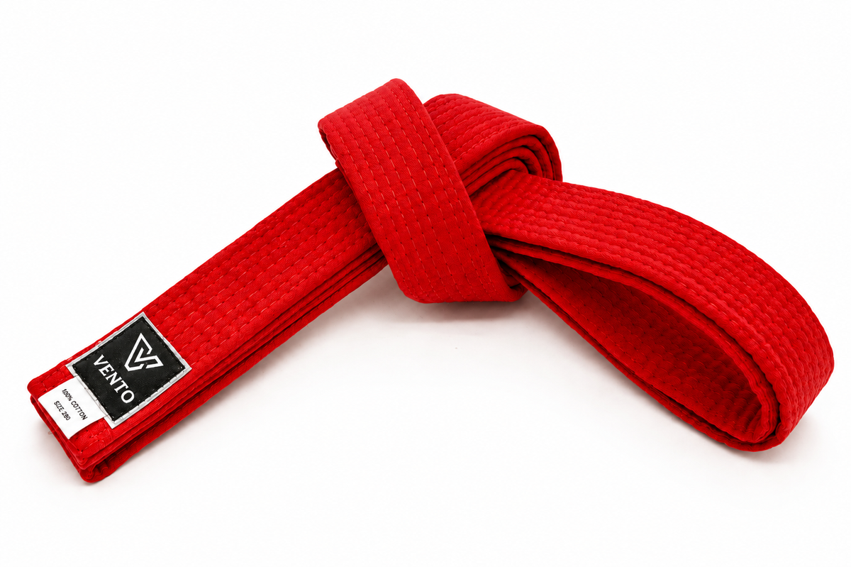 VENTO 100% Cotton Red Belt – Premium Martial Arts Rank Belt for Karate, Taekwondo & Judo