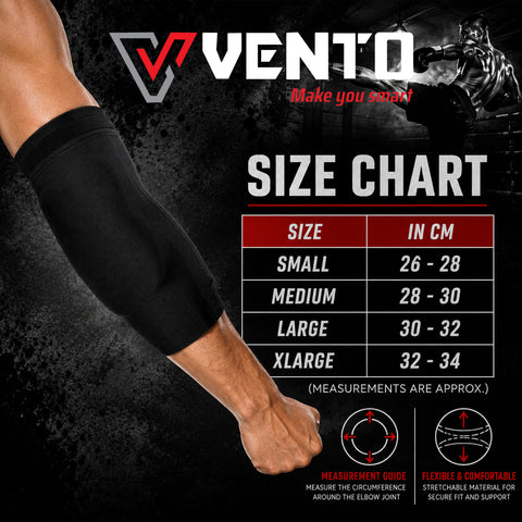 VENTO Kickboxing Elbow Pads | Elastic Compression Elbow Protectors | Martial Arts Elbow Guards for MMA, Boxing, Muay Thai & Karate