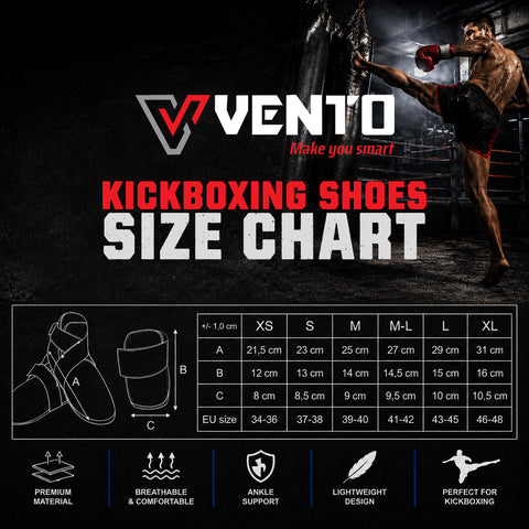 VENTO Kickboxing Shoes | Lightweight Martial Arts Foot Protectors | Sparring & Training Boots for Kickboxing, Karate, Taekwondo & MMA