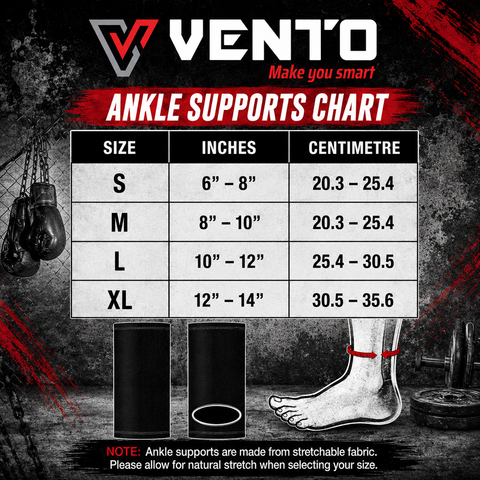 VENTO Muay Thai & Kickboxing Ankle Supports | Compression Ankle Guards | Elastic Ankle Sleeves for MMA, Boxing & Martial Arts
