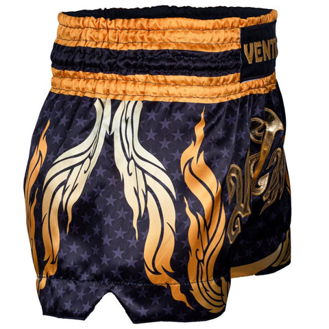 Vento „Flaming Star“ Black/Gold Muay Thai Shorts